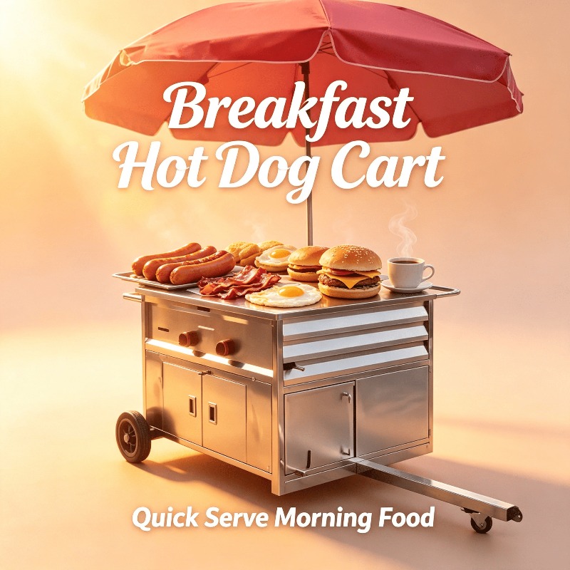 Street Food Snacks - Kompakter mobiler Imbisswagen mit Rädern, Hot-Dog-Stand,