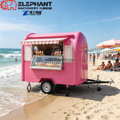 Street Food Snacks - Mobiler Imbisswagen mit Rundem Design, Stilvoller