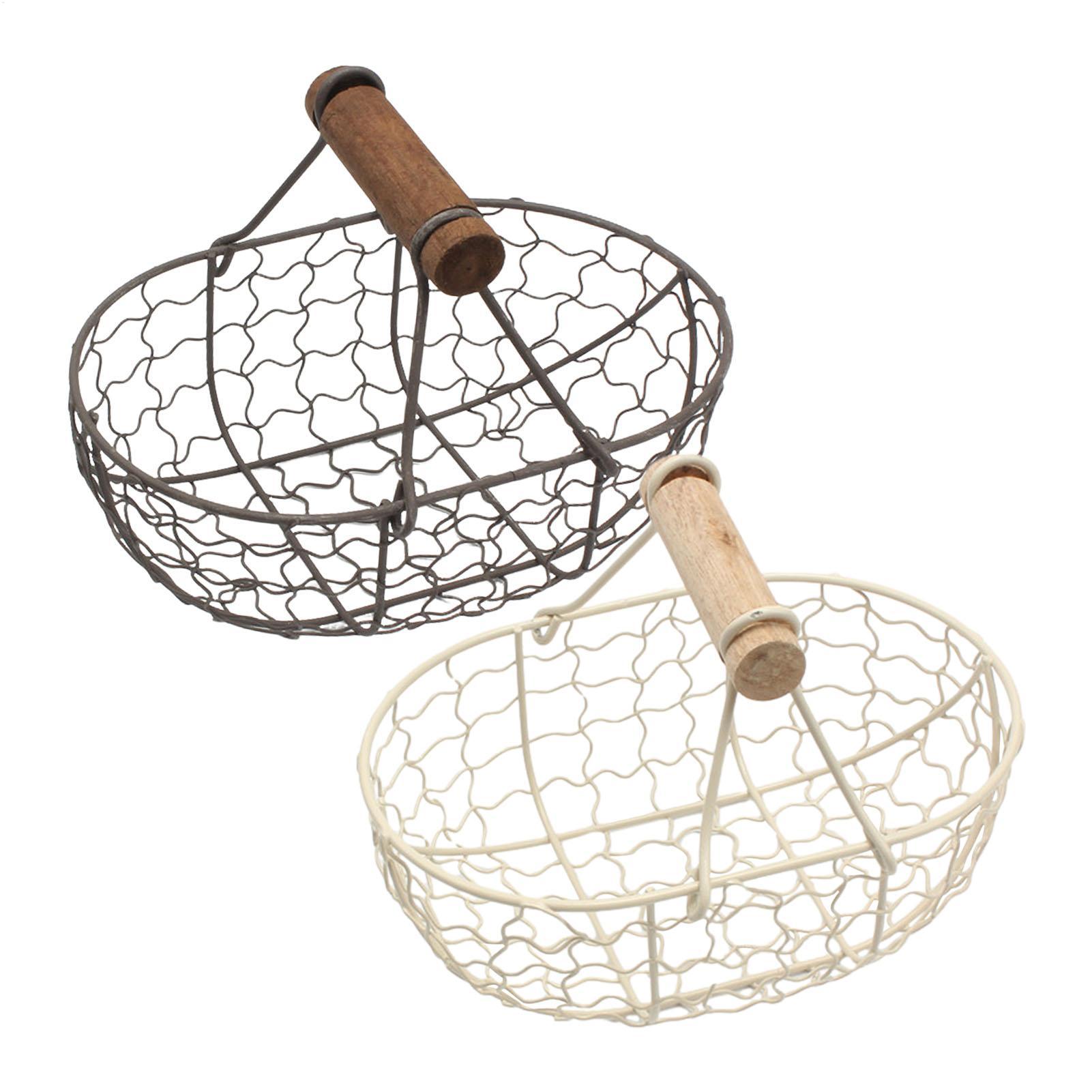Food Snacks With Iron - Eiserner Aufbewahrungskorb mit Holzgriff Snack- und