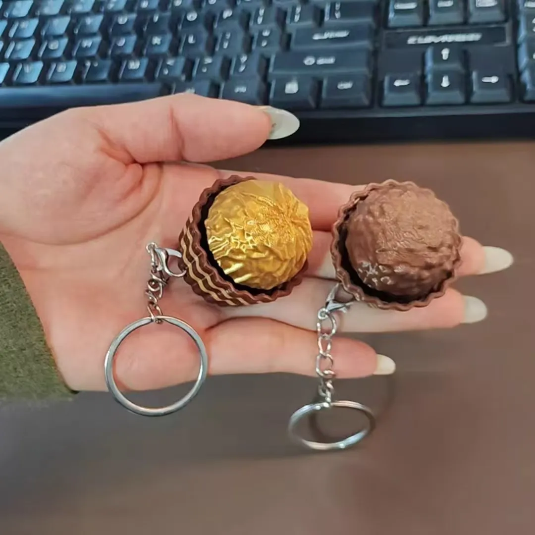 Food Like Snacks - Dubai Schokoladen-Tastatur-Schlüsselanhänger: Stressabbau-Fidget-Button, Eiscreme-Tastenkappe, Fidget-Clicker-Schlüsselanhänger, Dekompressionsspielzeug,
