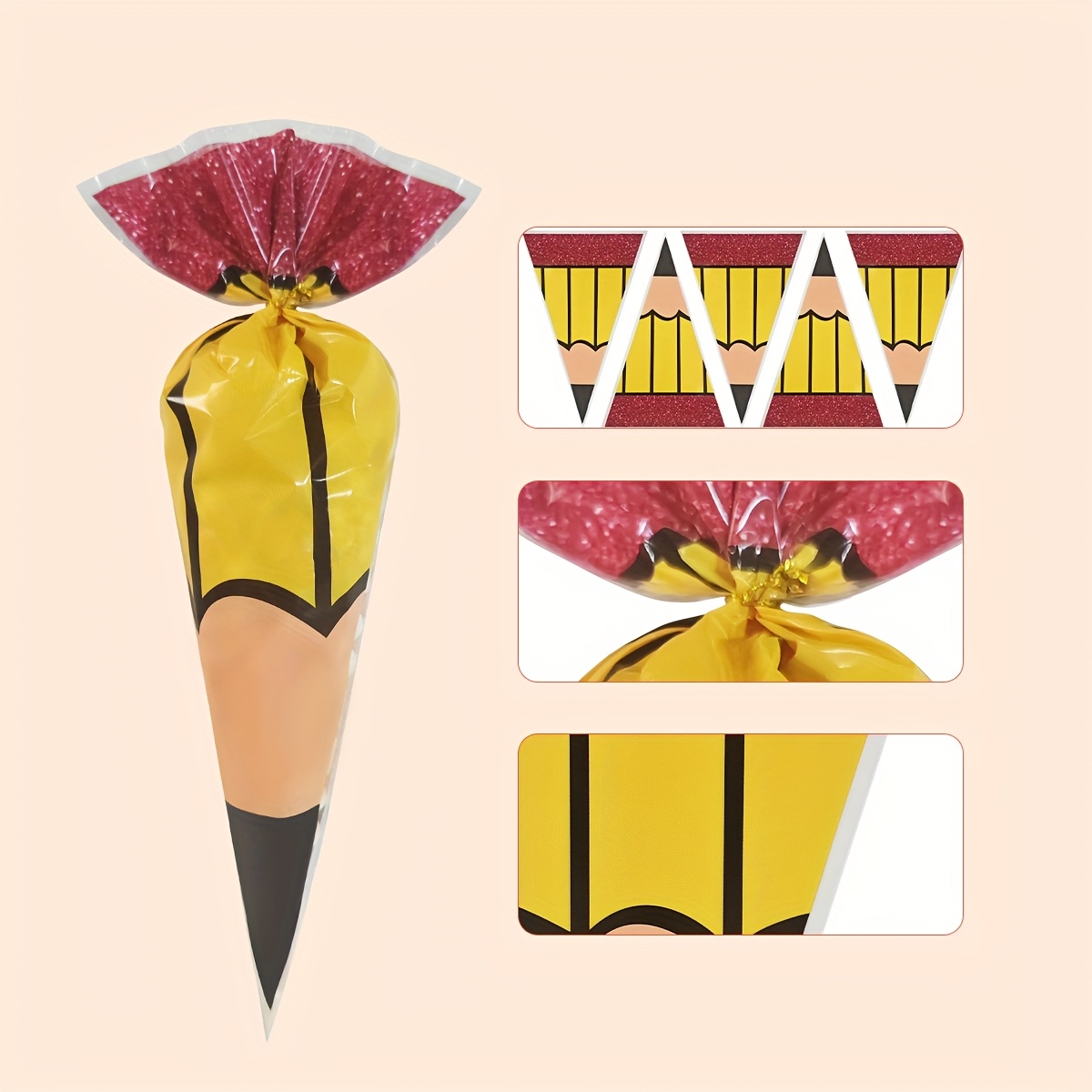 Food Like Snacks - Zurück zur Schule Stiftkegel-Süßigkeitenbeutel Plastik-Geschenktüten Klassenzimmer-Party