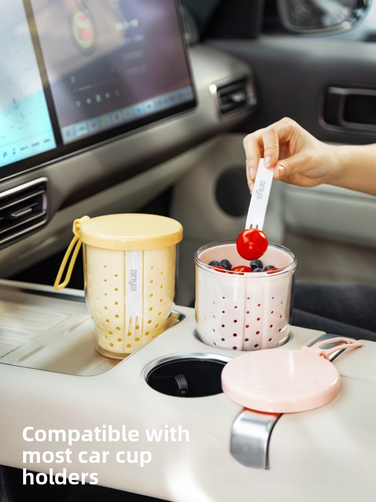 Tragbarer Obstbecher mit Gabel – Food Snacks Online Bewertung und Preis