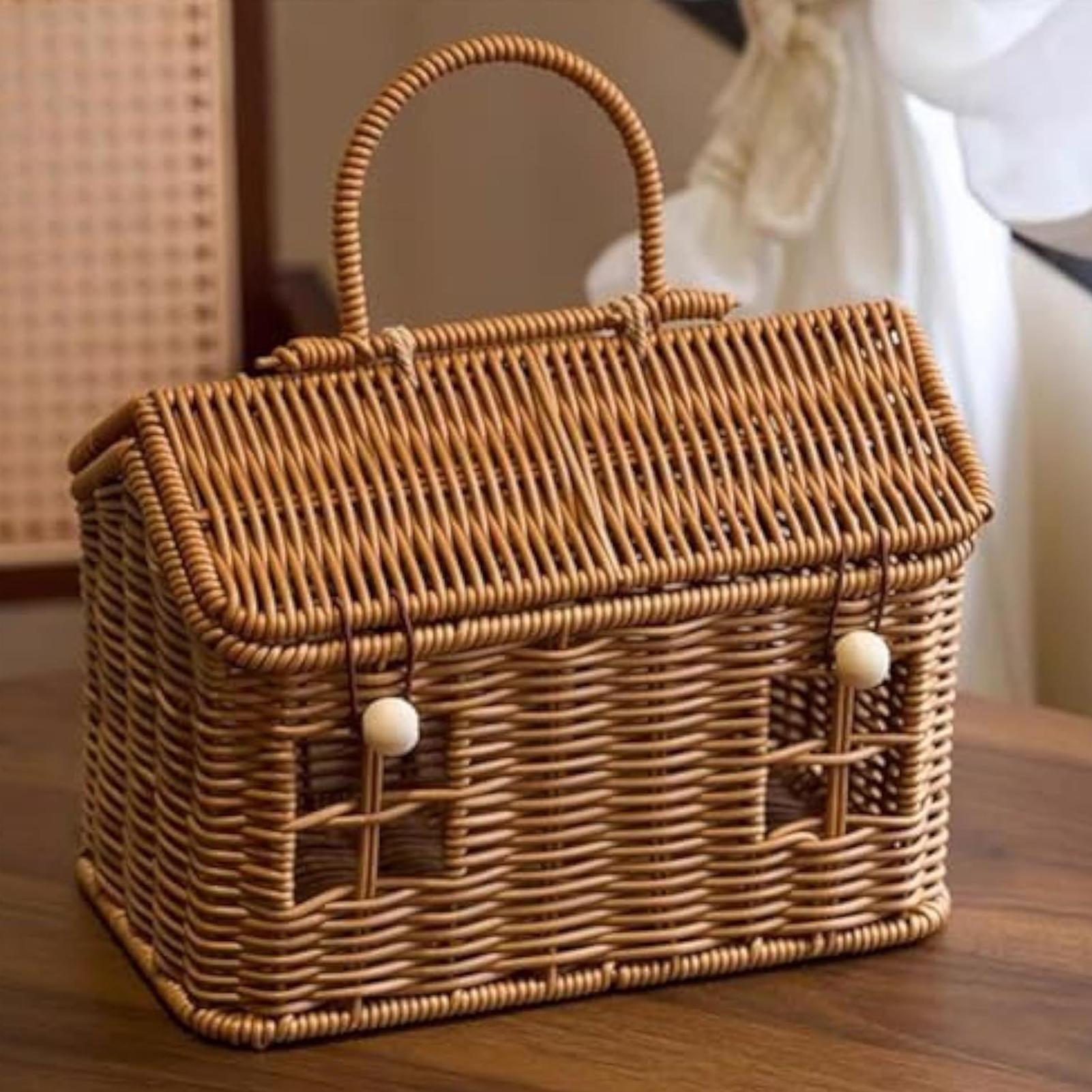 Rattan-Korb, Vintage-Hausform, – Food Snacks With Fiber Bewertung und Preis